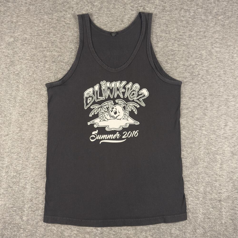 Blink-182 Shirt Mens Medium Black Summer 2016 Tour Tank Tultex Tee T-Shirt